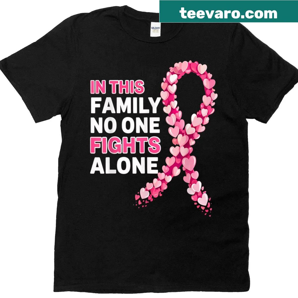 Breast cancer awareness shirt with supportive message — on a men's t-shirt