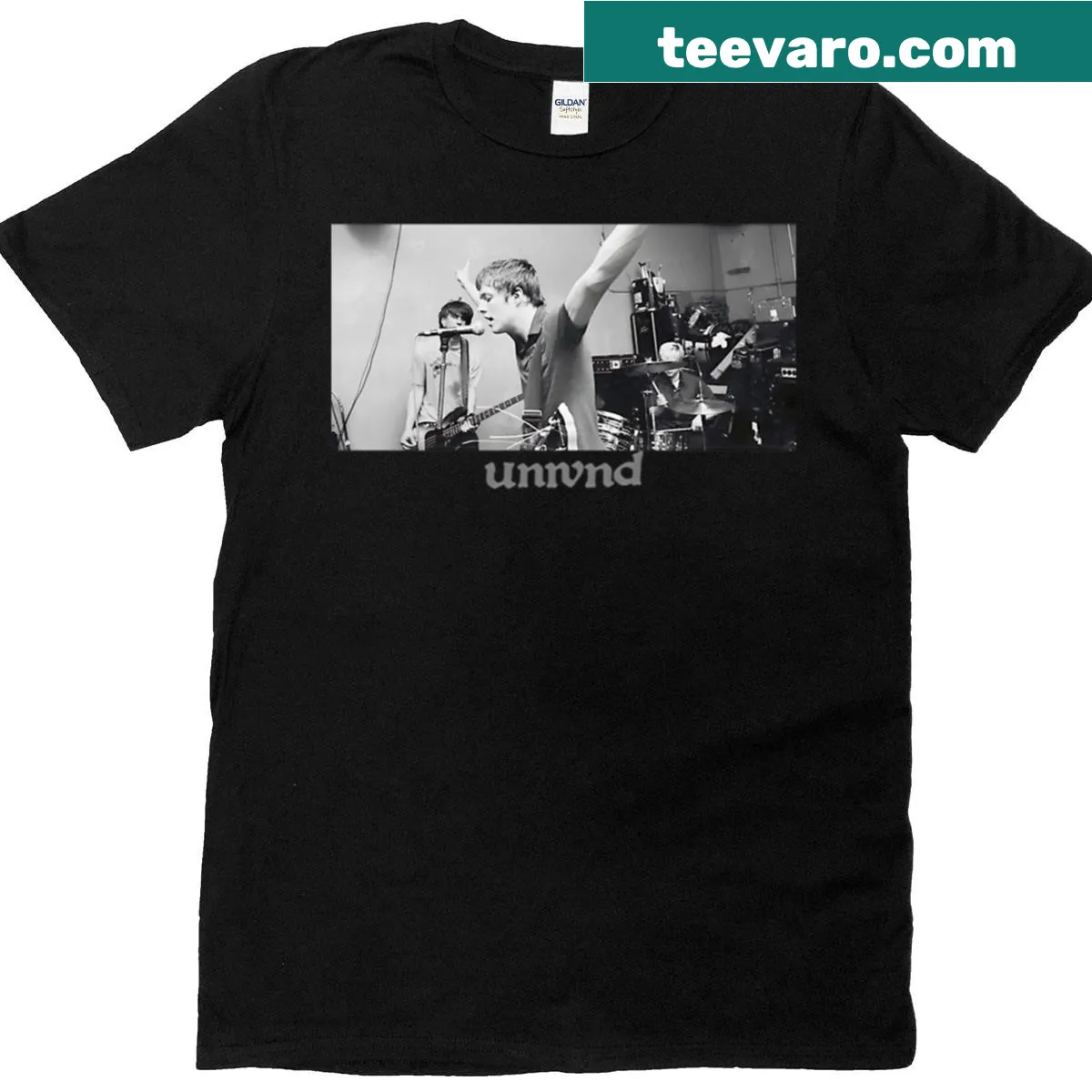 Graphic Indie Rock Show Vibe t-shirt with live music design — on a men's t-shirt
