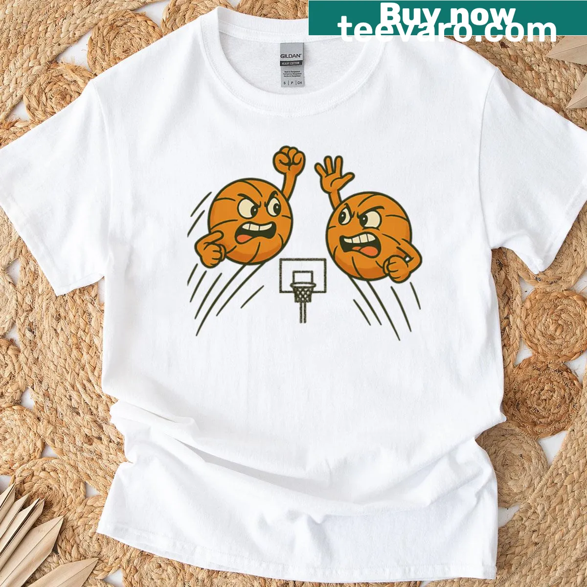 Dynamic graphic of athletes competing in a rebound rumble — on a men's t-shirt