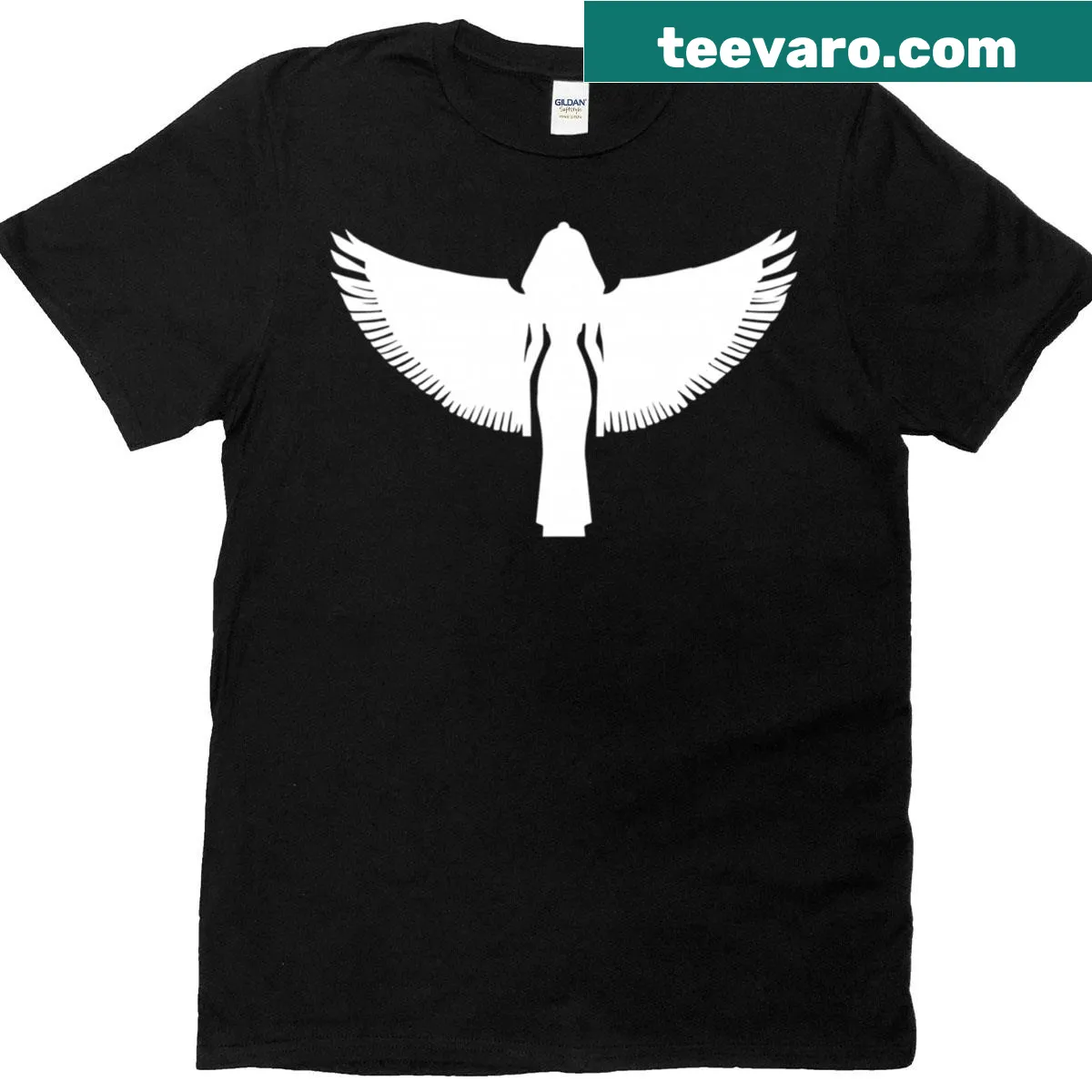 Illustration of Isis, the Egyptian goddess, on mythology-themed t-shirt — on a men's t-shirt