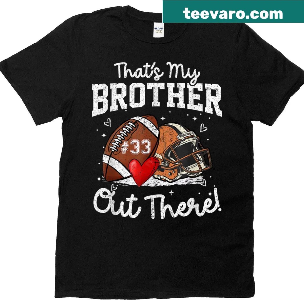 Football jersey number 33 with text for supportive siblings T-shirt — on a men's t-shirt