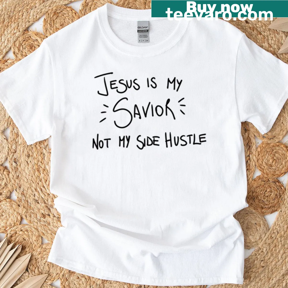 Handwritten faith design T-shirt with inspirational message — on a men's t-shirt