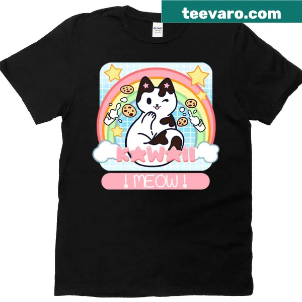 Kawaii T-shirt with cute milk and cookies graphic