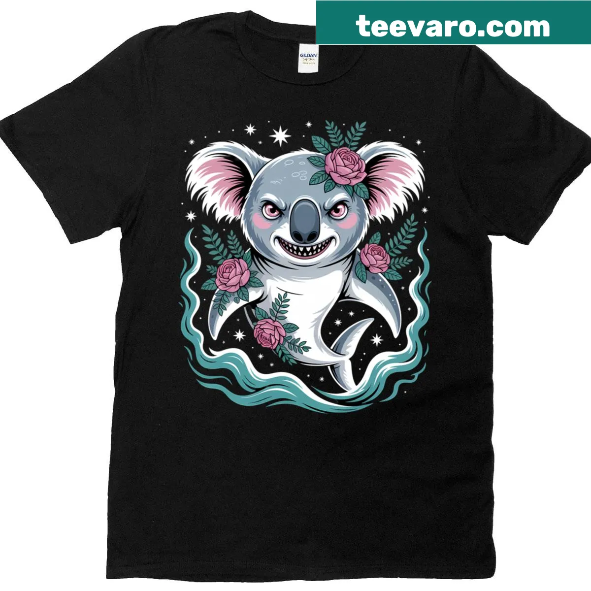 Realistic koala bear portrait on a wildlife-themed t-shirt — on a men's t-shirt