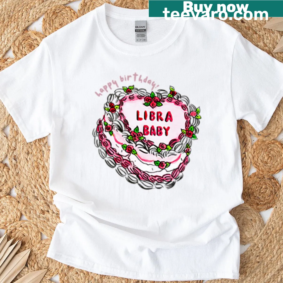 Libra zodiac baby graphic T-shirt — on a men's t-shirt