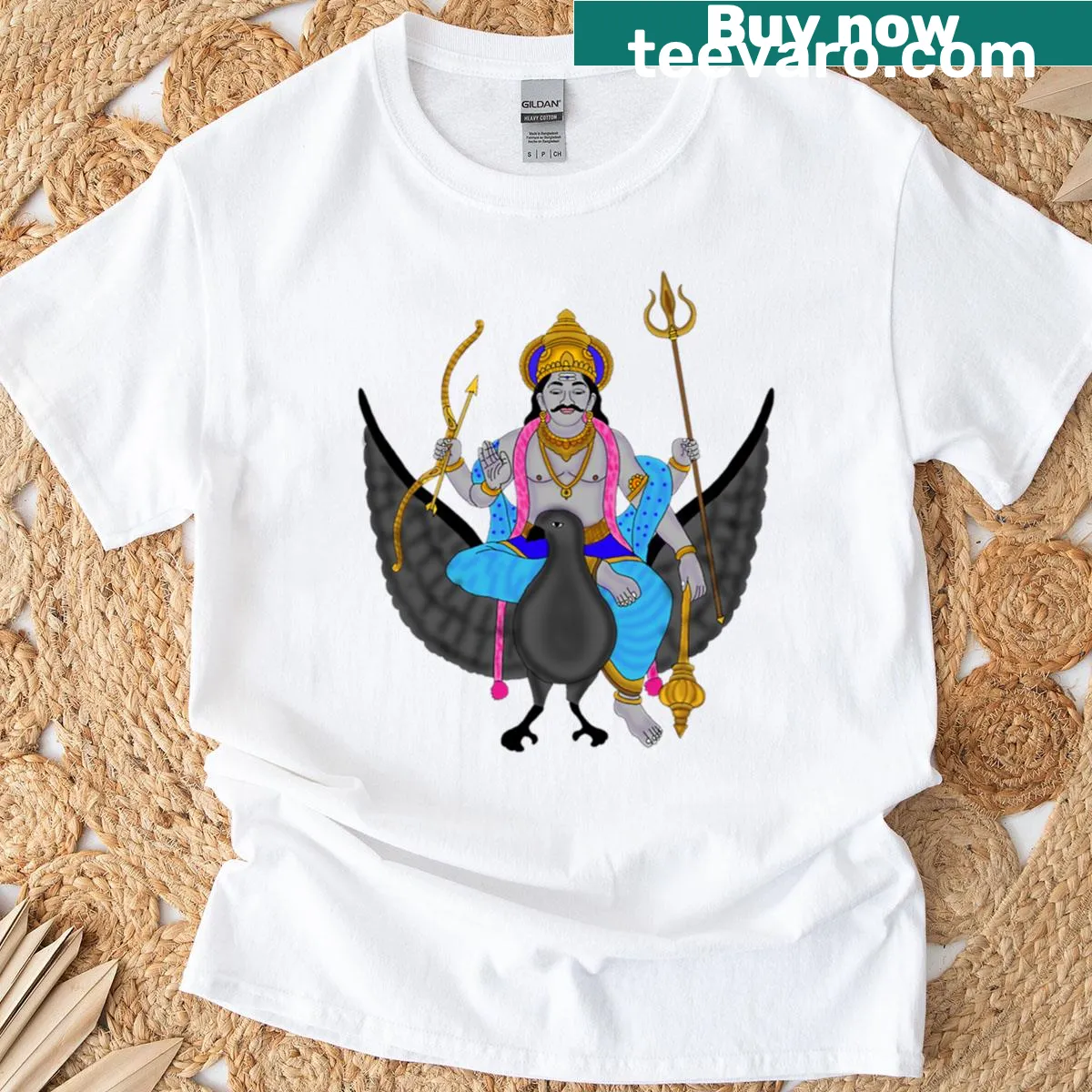 Digital painting of Lord Shani Dev on a spiritual T-shirt — on a men's t-shirt