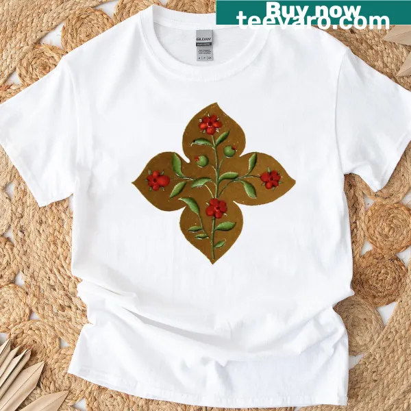 T-shirt featuring a medieval floral motif design