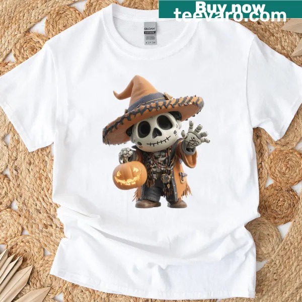 Cartoon monster truck crushing pumpkins on a kids t-shirt