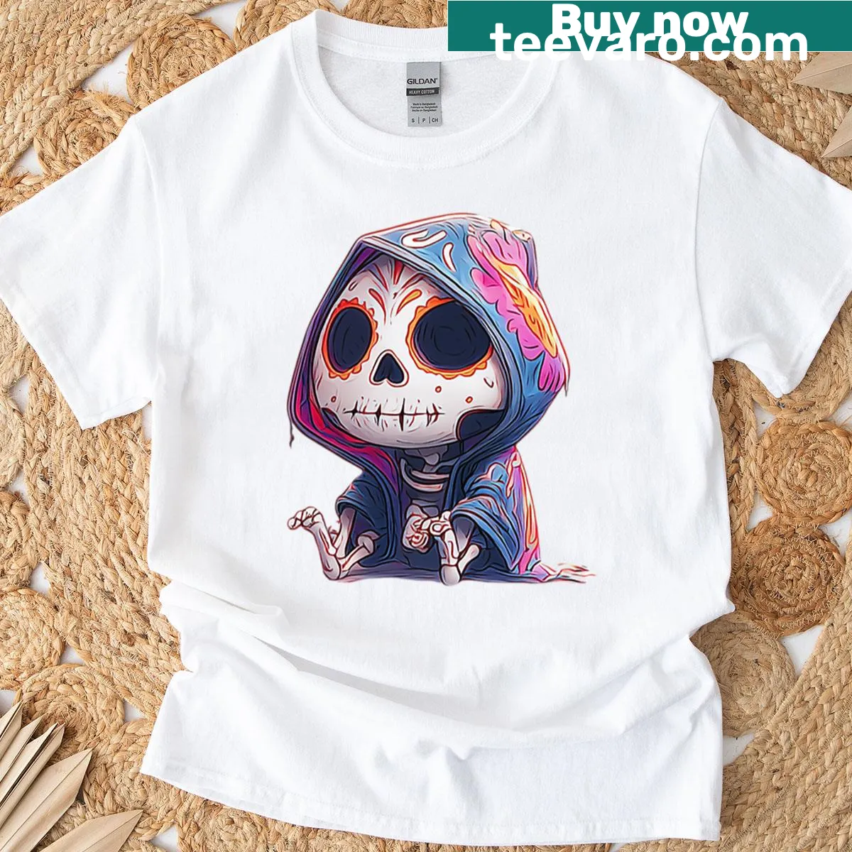 Chibi Mictecacihuatl design for Dia de los Muertos on a t-shirt — on a men's t-shirt