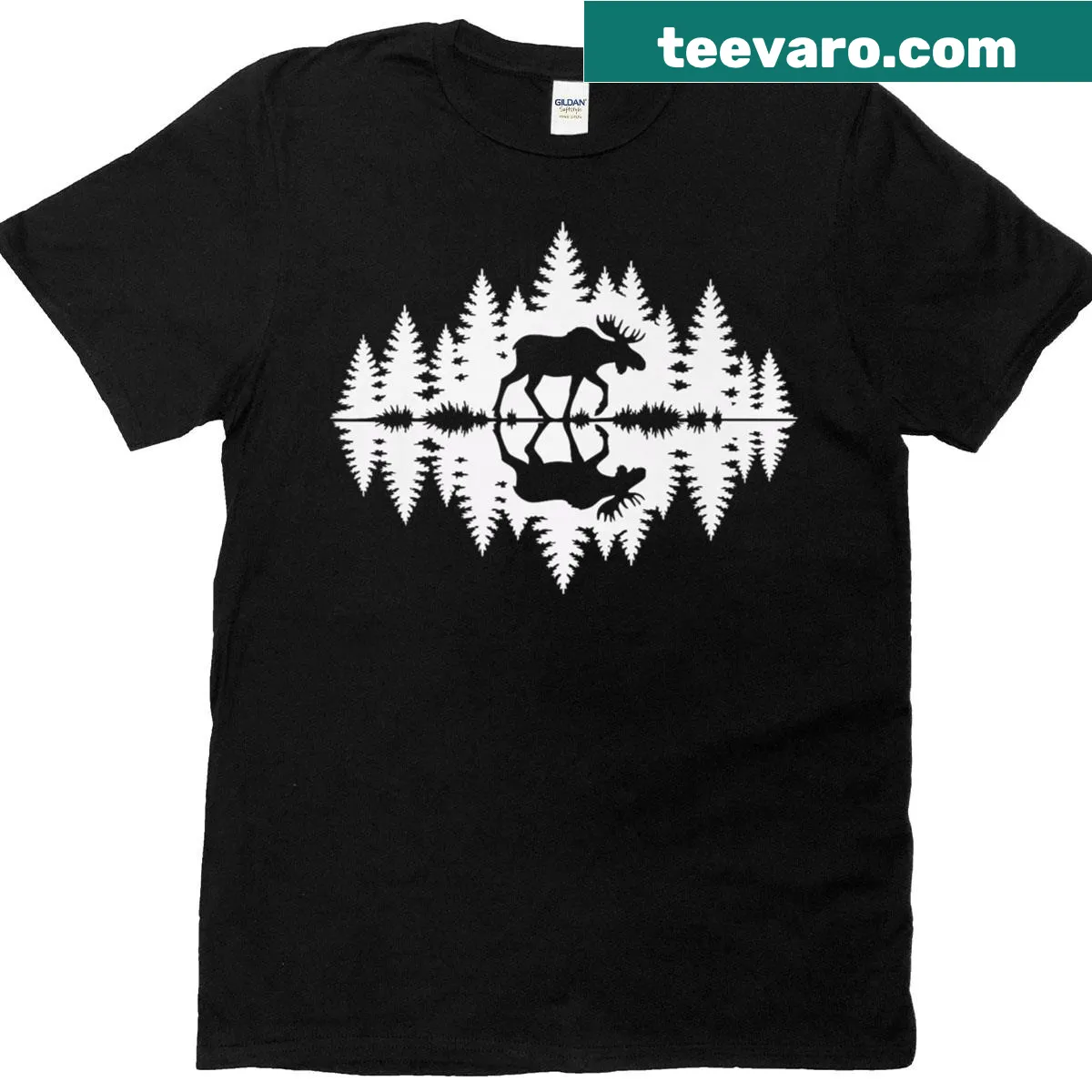Silhouette of a moose in a forest on a premium t-shirt — on a men's t-shirt