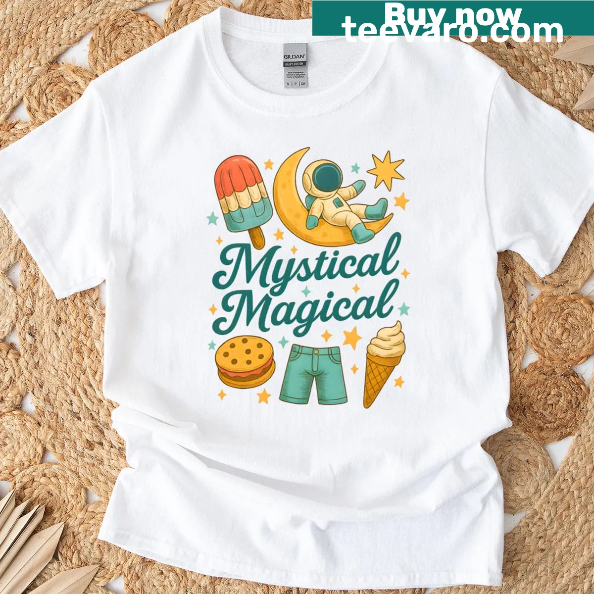 Country-themed t-shirt with a mystical graphic design — on a men's t-shirt