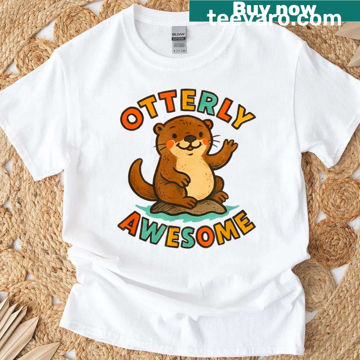 Fun otter t-shirt with playful quotes and illustrations — on a men's t-shirt