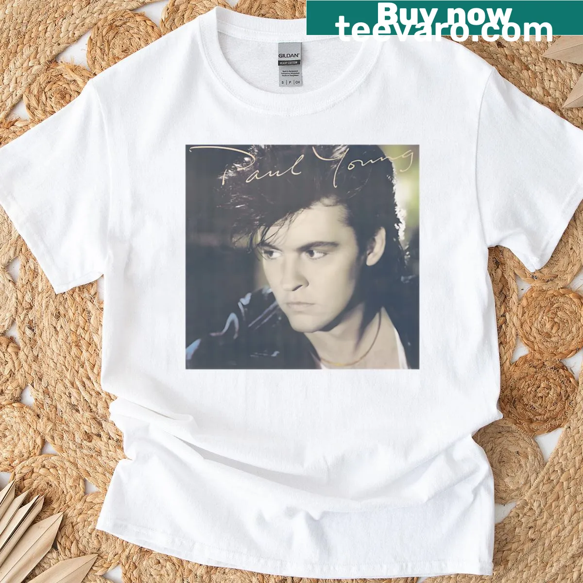 Illustration of Paul Young in a retro style on T-shirt — on a men's t-shirt
