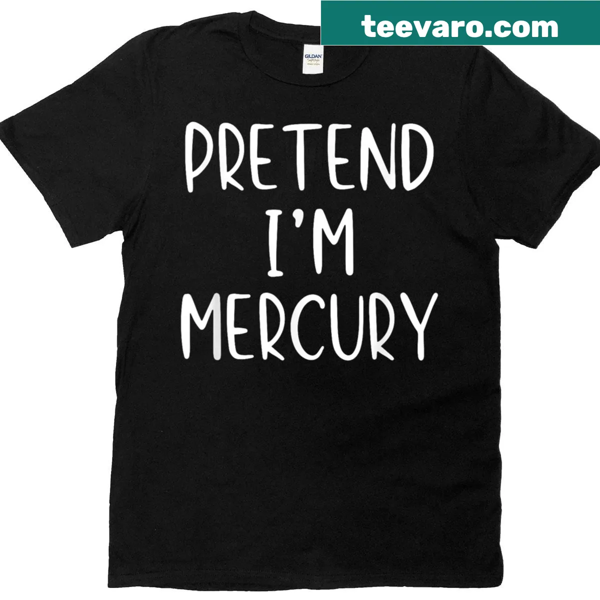 Cartoon Mercury graphic with funny text for Halloween — on a men's t-shirt