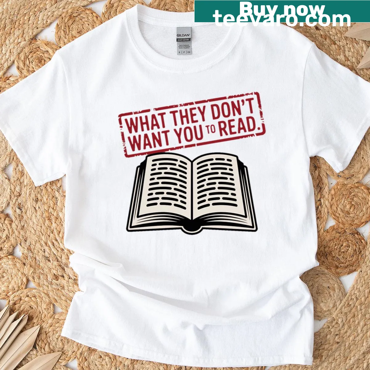 Bold typography T-shirt with the phrase 'Read Banned Books'. — on a men's t-shirt