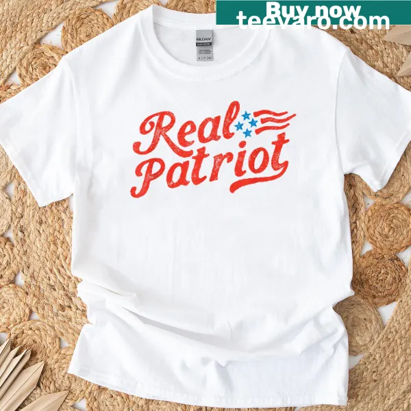 Patriotic T-shirt featuring a bold Real Patriot graphic