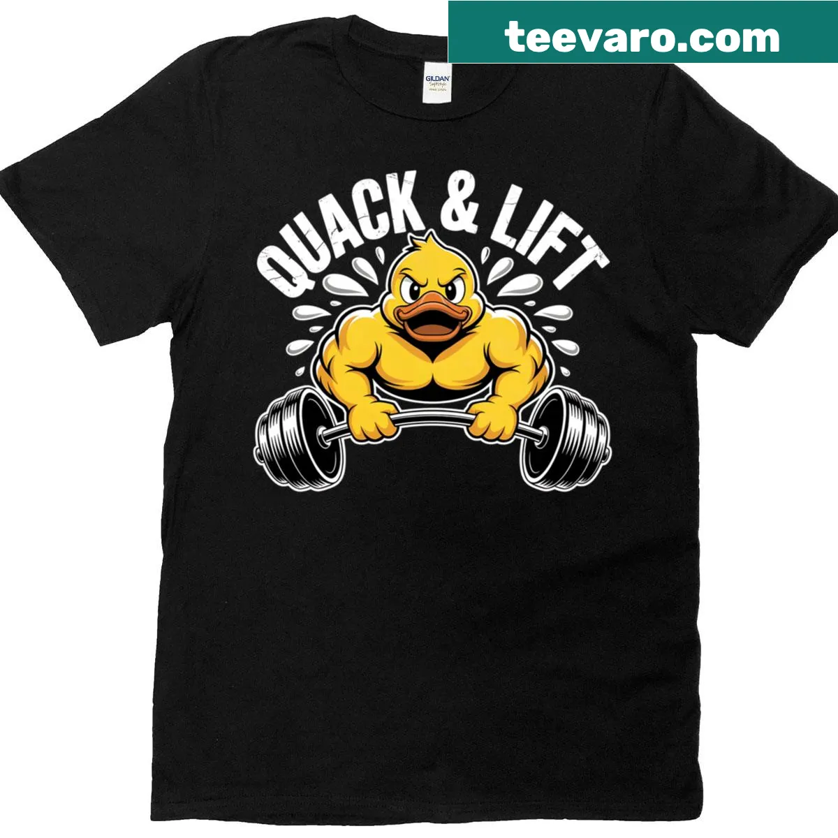 Whimsical T-shirt featuring 'Rubber Duckie Crew' design — on a men's t-shirt