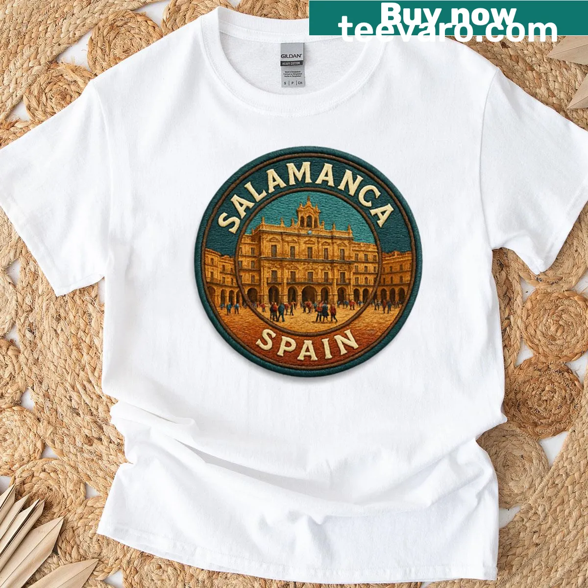 Illustration of Salamanca architecture on T-shirt — on a men's t-shirt