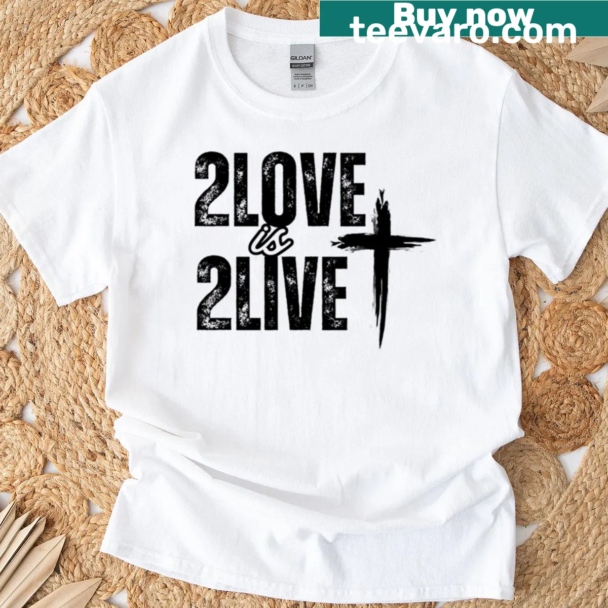 Bold screen print saying 'Love Is 2 Live' on a comfortable tee — on a men's t-shirt