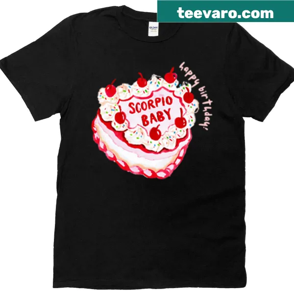 Birthday t-shirt with a Scorpio cake graphic for kids