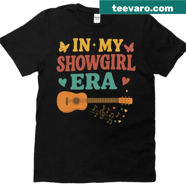 Illustrative t-shirt featuring funny life stories in song with a showgirl theme