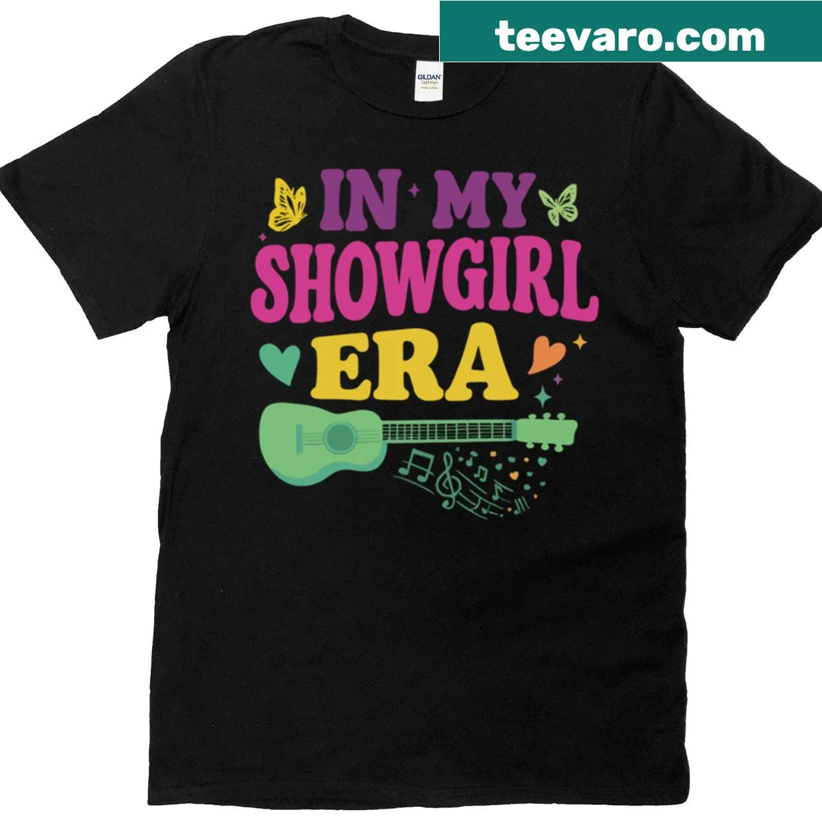 Funny text design saying Showgirl Vibes 2025 for women — on a men's t-shirt