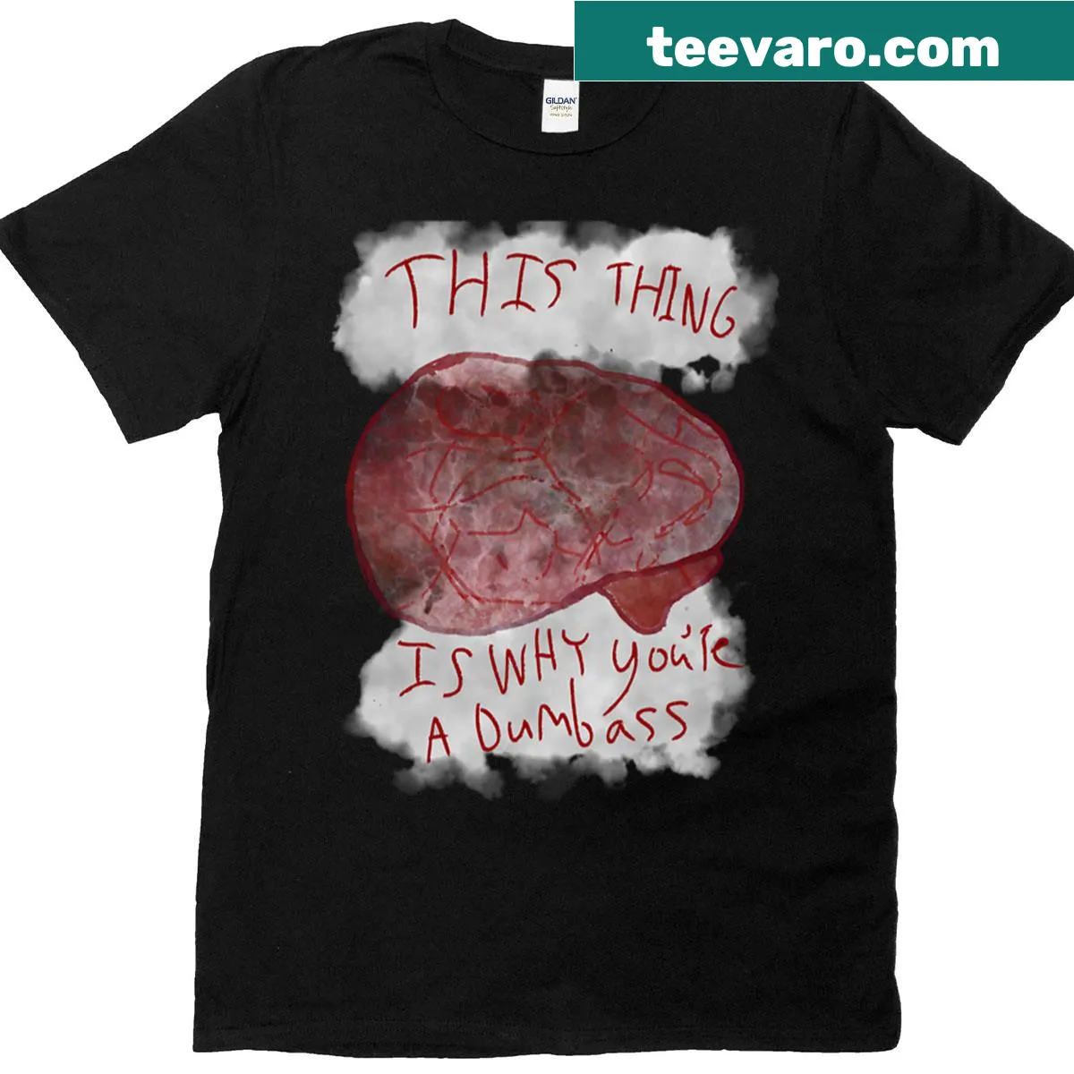 Minimalistic t-shirt with a graphic of a brain — on a men's t-shirt