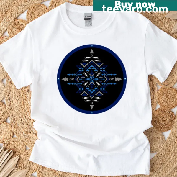 Stylized hand-lettered '8' design on a southwest-themed t-shirt.