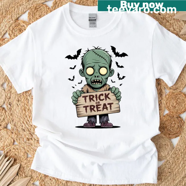 Zombie illustration shirt for Halloween trick-or-treating