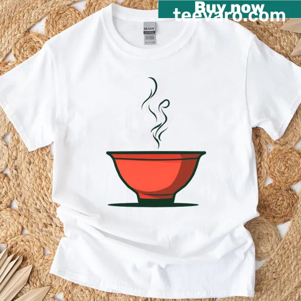Ramen bowl t-shirt design featuring steaming noodles and wholesome graphics