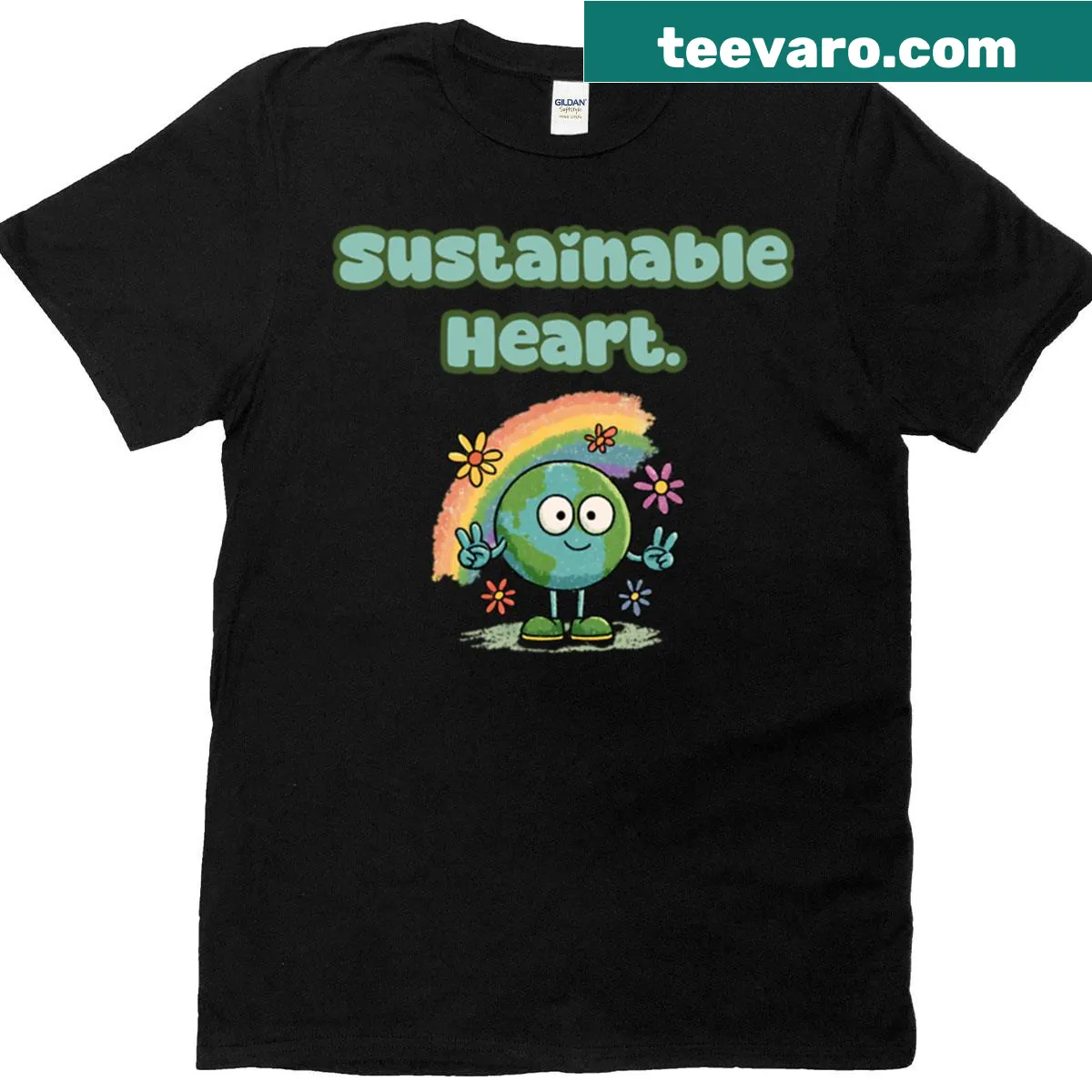 Eco-conscious heart graphic design t-shirt — on a men's t-shirt