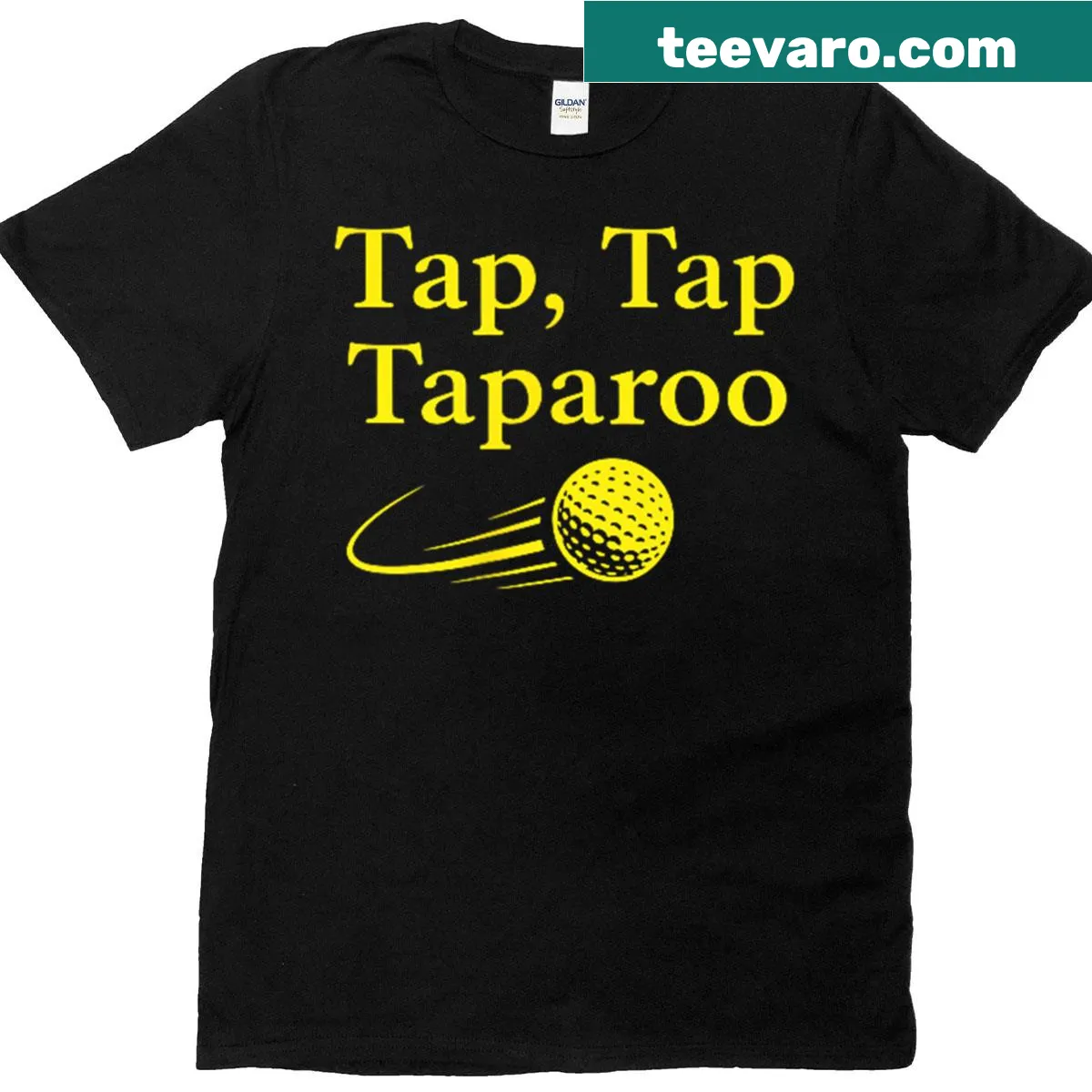 Funny golf humor T-shirt with the phrase Tap Tap Taparoo — on a men's t-shirt