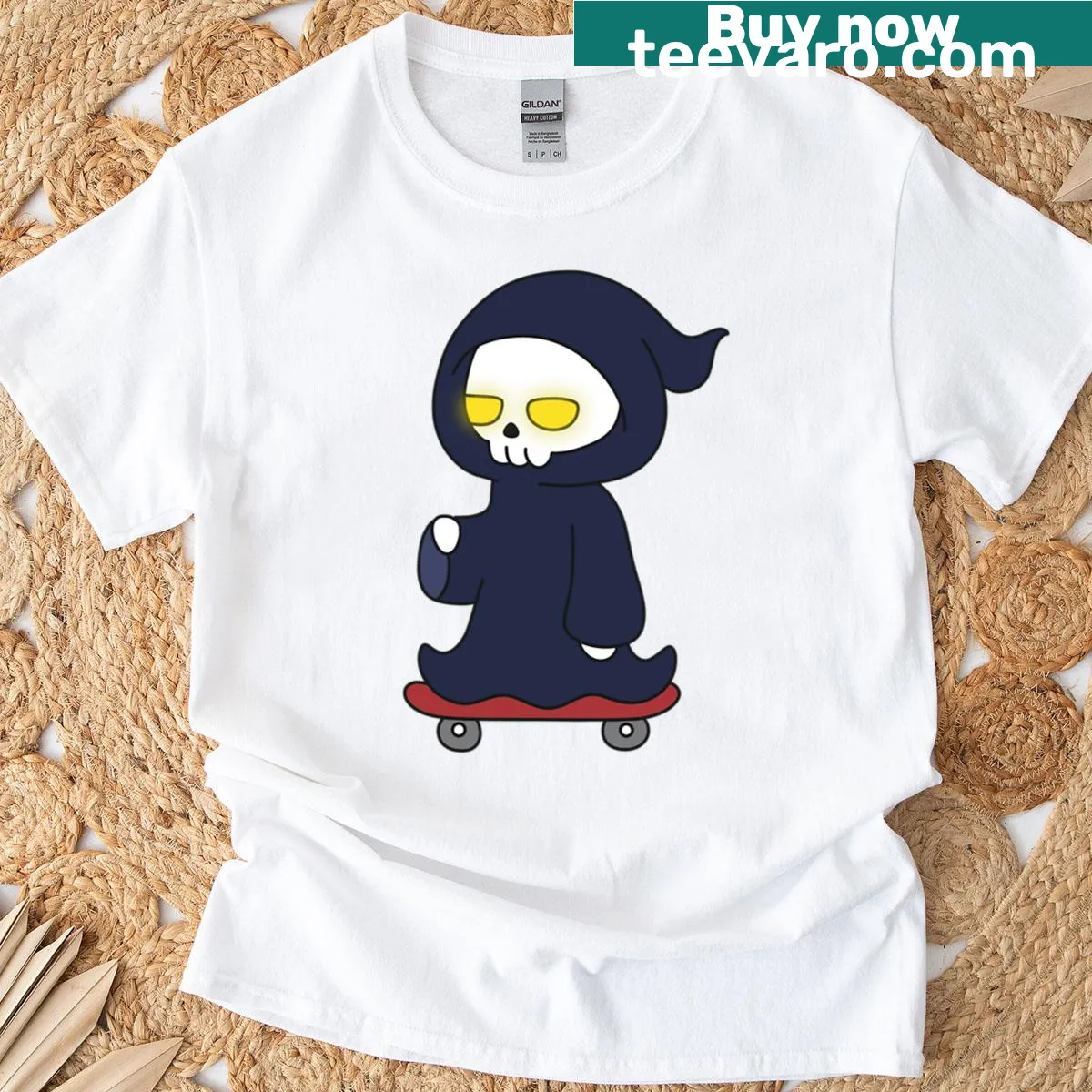 Bold graphic of a skater in action with edgy lettering — on a men's t-shirt