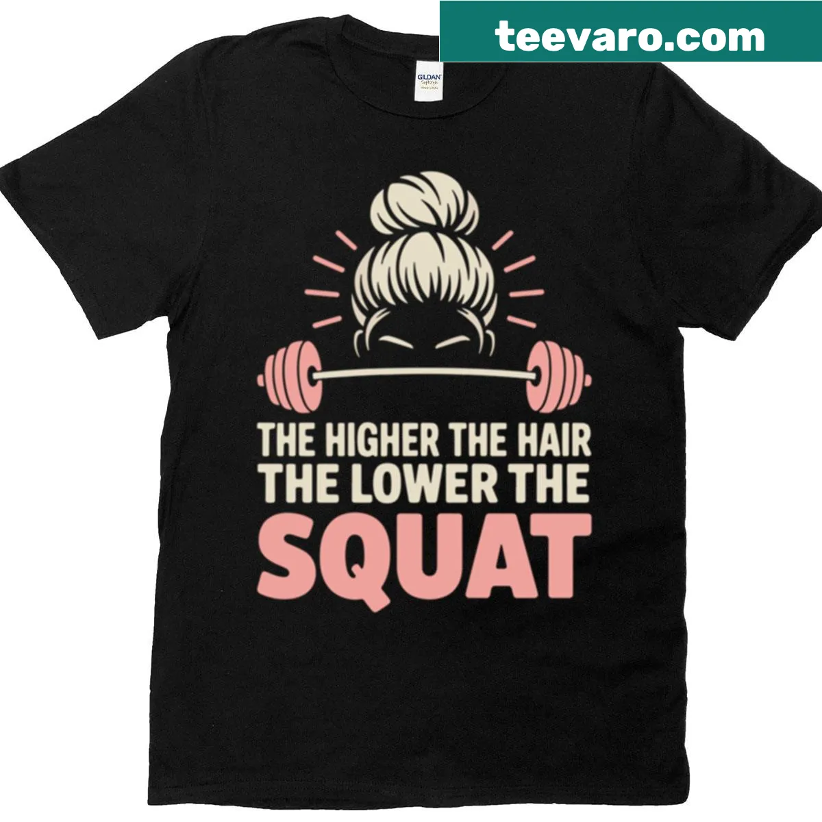 Funny gym t-shirt with a humorous slogan about hair and squats — on a men's t-shirt