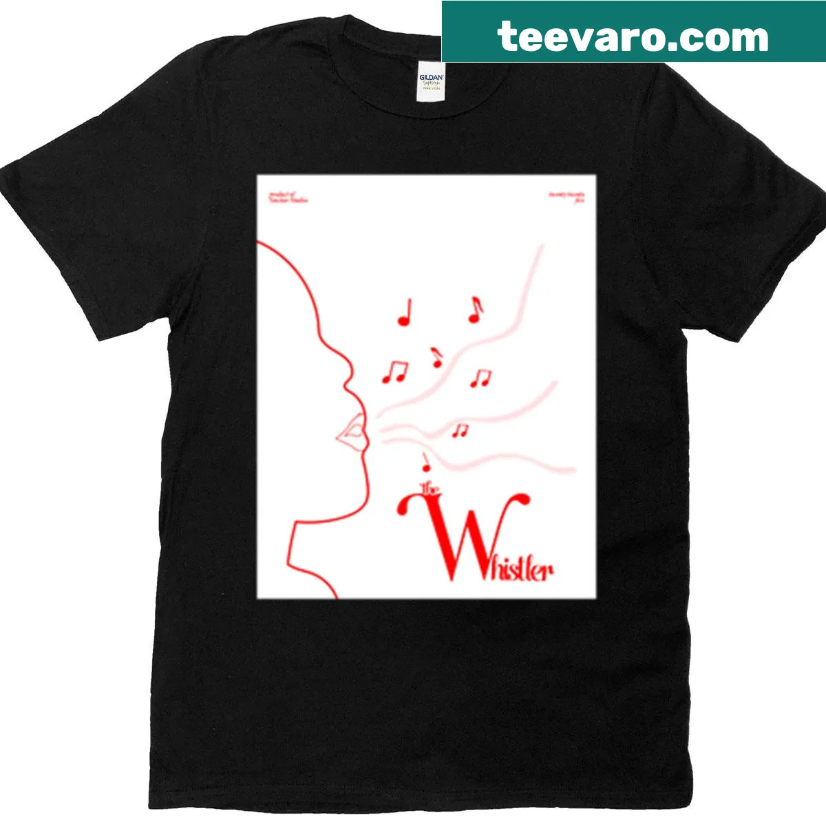 Bold t-shirt featuring the text 'The Whistler' — on a men's t-shirt