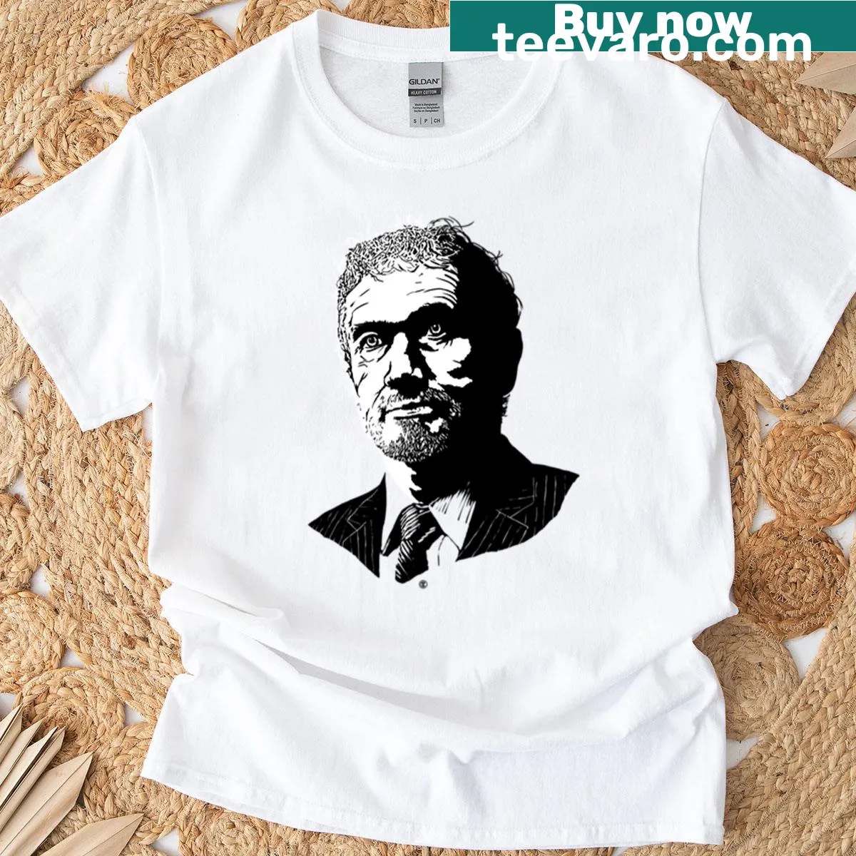Humorous T-shirt with 'Anyone But Che' and Thomas Massie illustration — on a men's t-shirt
