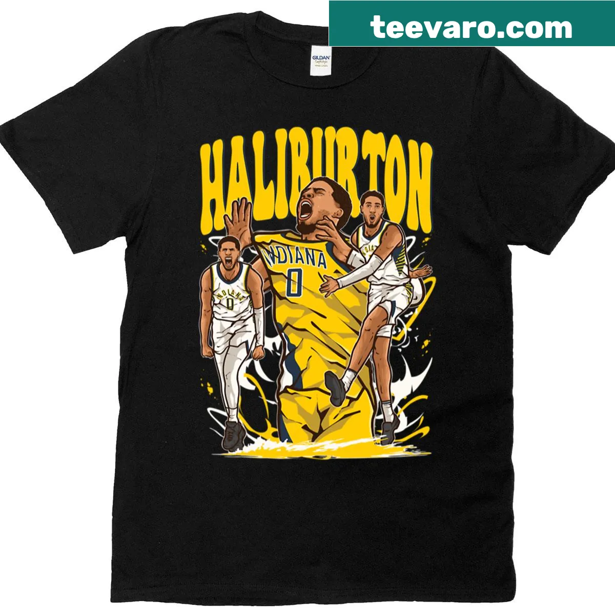 Cartoon-inspired T-shirt featuring Tyrese Haliburton — on a men's t-shirt