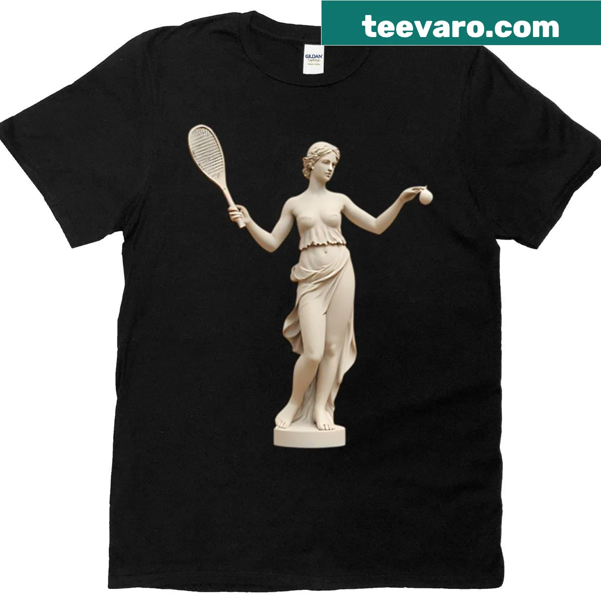 Humorous illustration of Venus Williams in a tennis-themed design. — on a men's t-shirt