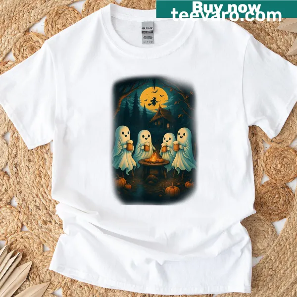 Cute Boo Crew camping Halloween graphic T-shirt