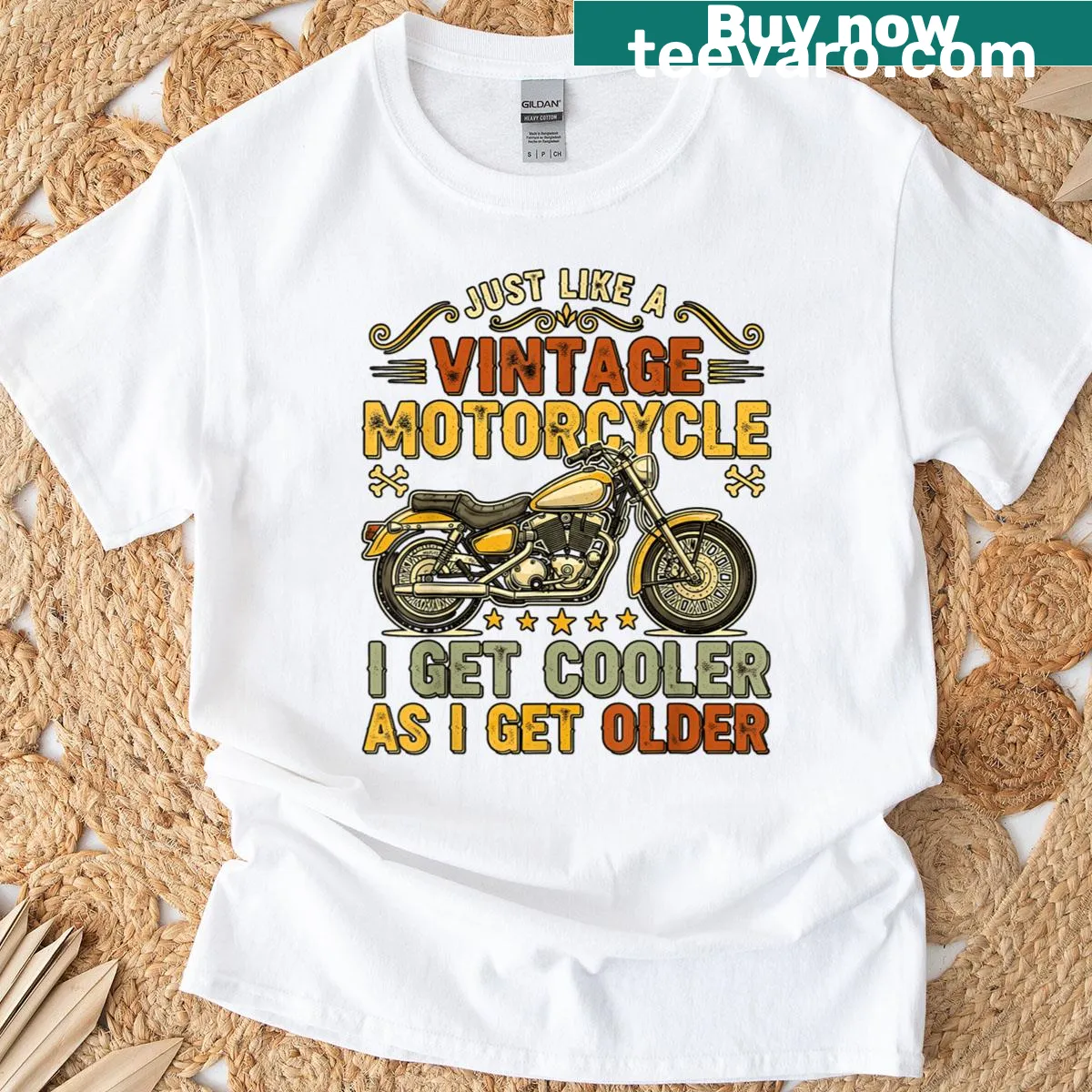 Vintage distressed biker t-shirt featuring a motorcycle and nostalgic text — on a men's t-shirt