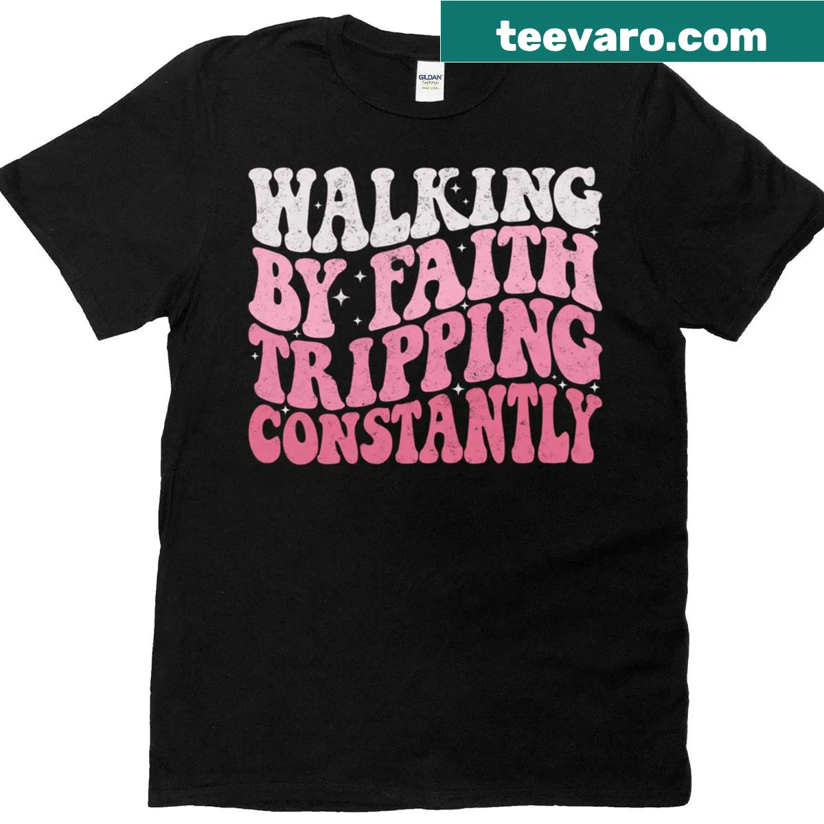 Inspirational Christian t-shirt with a groovy faith message — on a men's t-shirt
