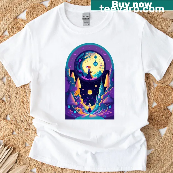 Whimsical t-shirt design featuring 'Wanderer In The Wonderland Kingdom' text