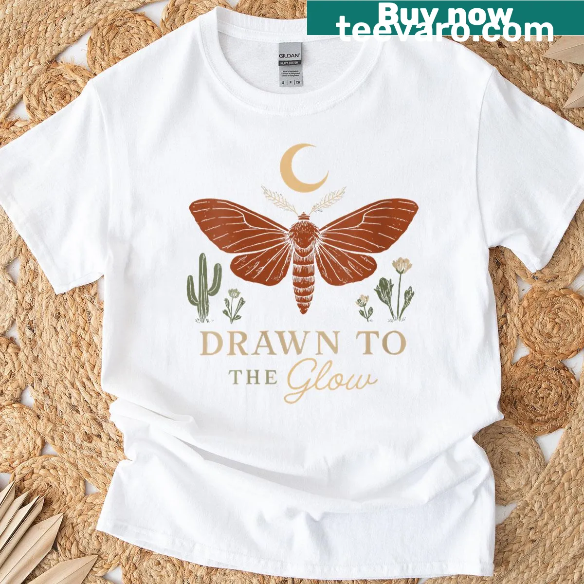 Illustrated Luna moth design on a mystical nature-themed T-shirt — on a men's t-shirt