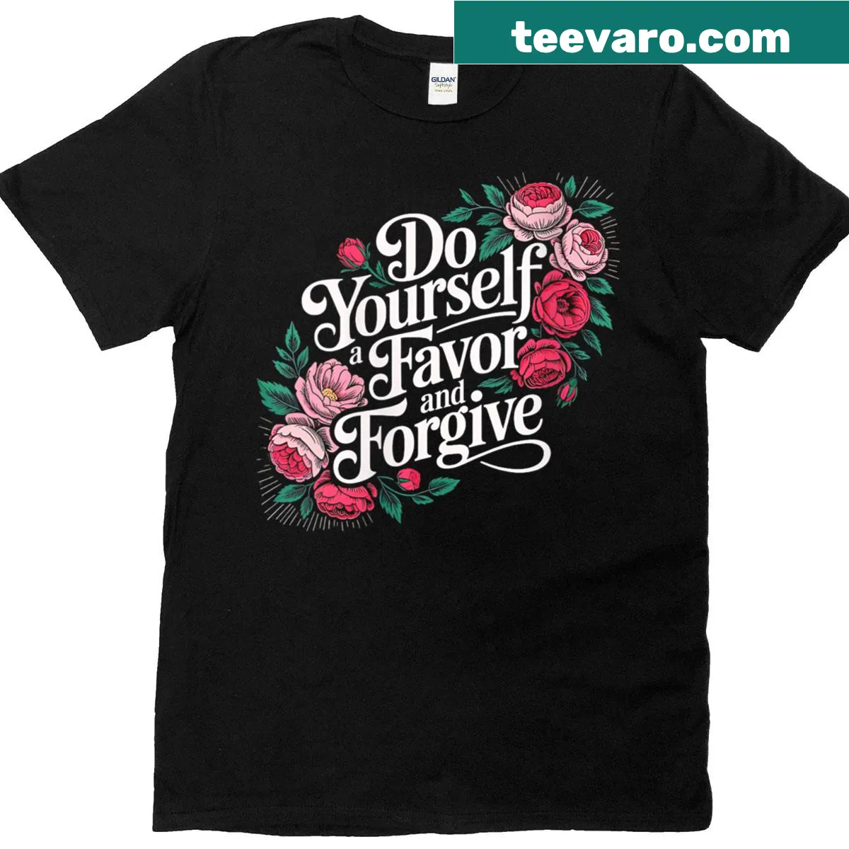 Inspirational T-shirt with 'Do Yourself A Favor And Forgive' text — on a men's t-shirt