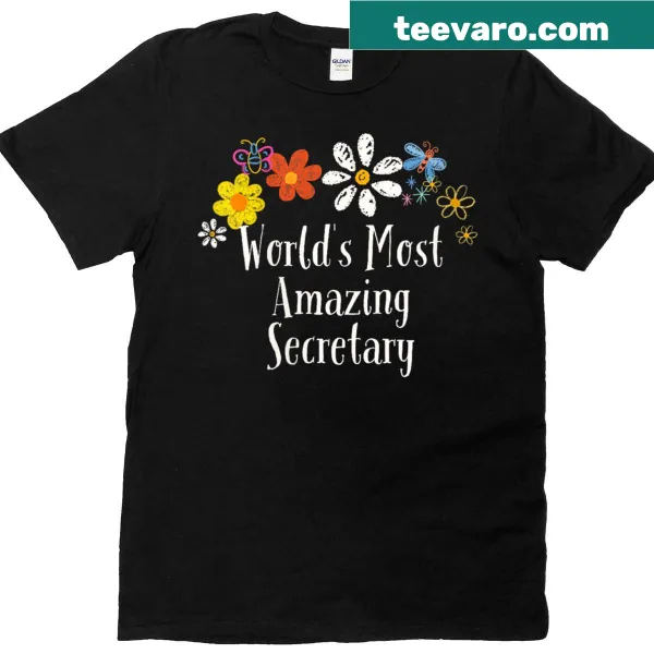 T-shirt with floral design and secretary saying