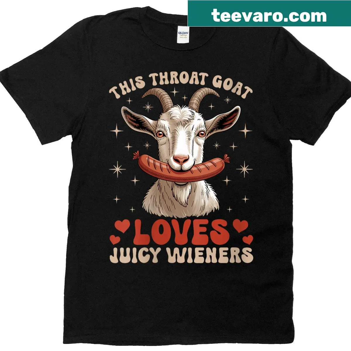 Edgy T-shirt with Throat Goat humor — on a men's t-shirt