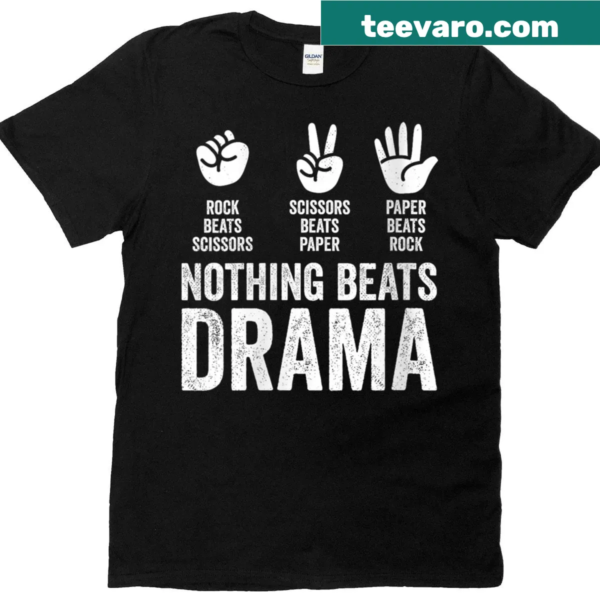 Funny teacher t-shirt with Rock Paper Scissors design — on a men's t-shirt