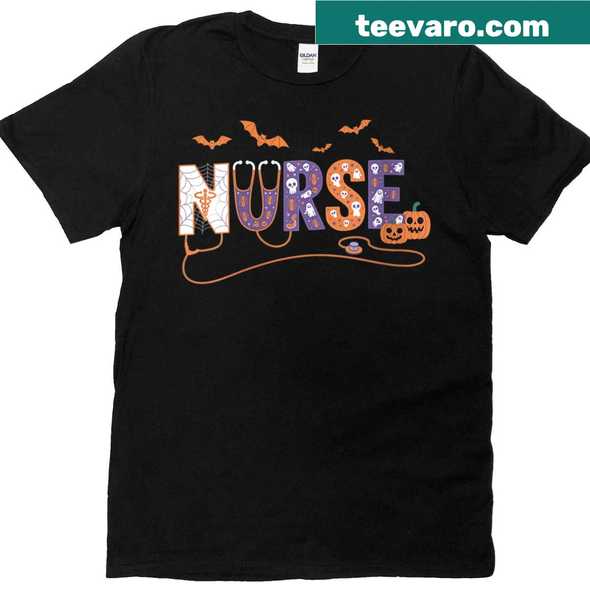 Nurse-themed Halloween costume T-shirt with playful design — on a men's t-shirt