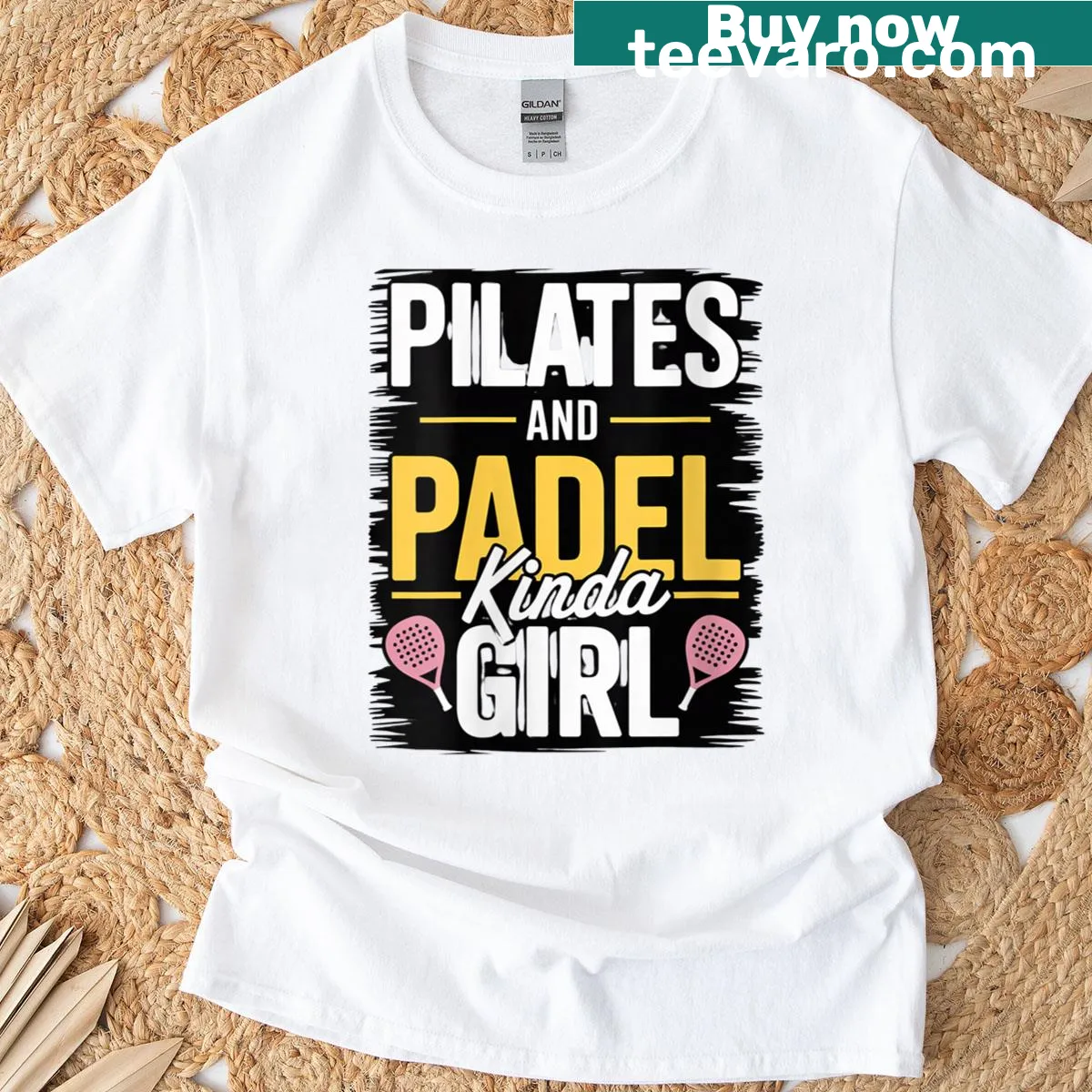 Funny t-shirt for women about Pilates and padel sports — on a men's t-shirt