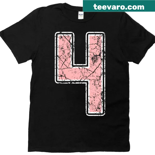 Number 4 player jersey t-shirt in pink and white for fans